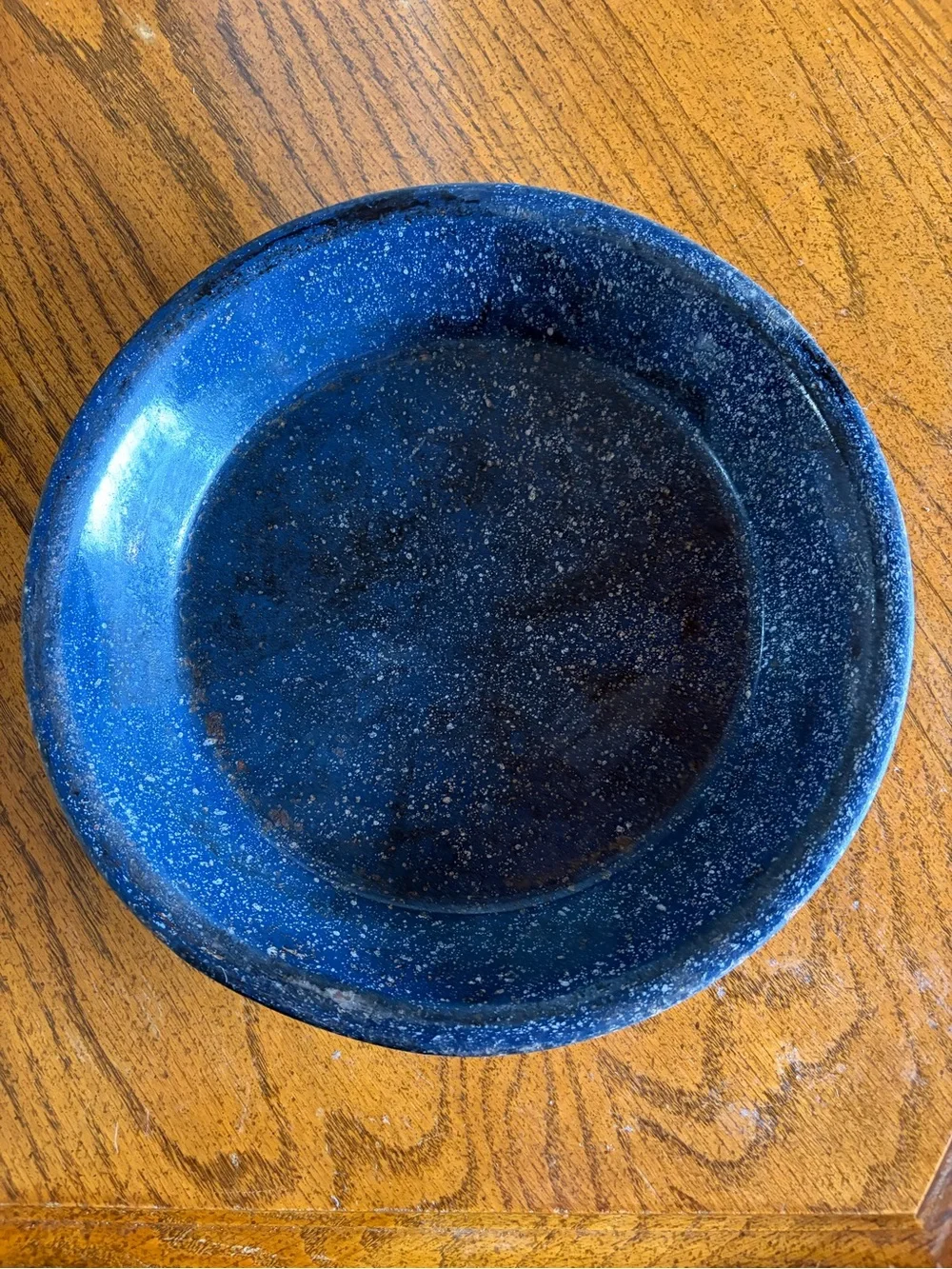 Classic Blue Enamelware Pie Pan - Deep Speckled Blue